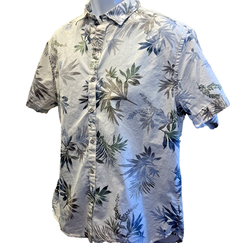 Denim & Flower Ricky Singh cotton floral Button Shirt short sl L cruise